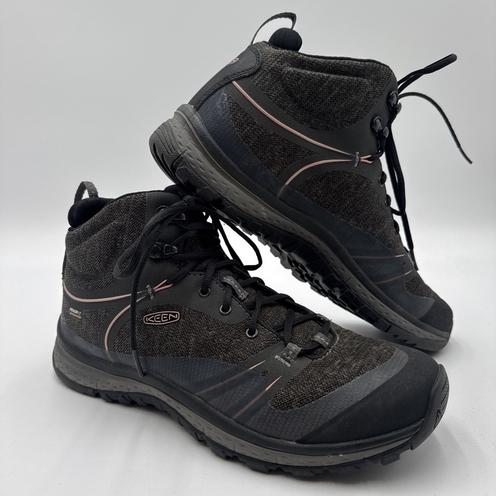 Keen Terradora Mid Boots Women's Size 10 Pink Gray Knit Waterproof Hiking Boots